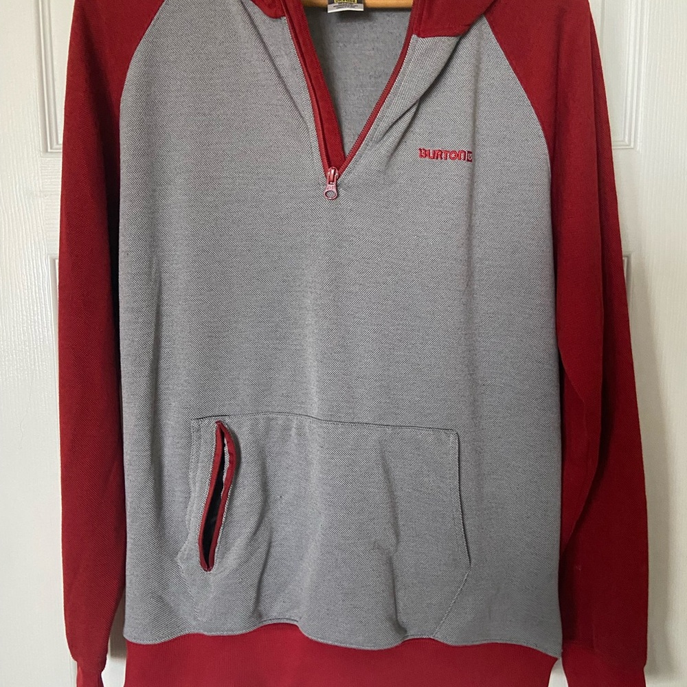 Burton Red and Gray Zip Up Hoodie size Medium